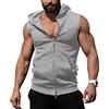 Oanviso Gilet con Cappuccio da Uomo Senza Maniche Hoodie Casual Tinta Unita Canotte Giubbino Smanicato con Doppia Cerniera e Tasche Fitness Bodybuilding Gilet Estivo Sportivo Tank Top