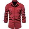 Generic Camicia da uomo a maniche lunghe in velluto a coste vintage slim fit button down casual primavera autunno camicia a costine retrò estetica casual top