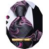 YourTies Cravatta da uomo in seta con gemelli quadrati e fermacravatta | Set di cravatte da uomo con motivo cachemire, fazzoletto in tessuto jacquard, per feste formali, matrimoni, balli scolastici