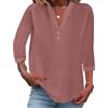 Onsoyours Camicia Donna Lino Cotone Elegant Maniche a 3/4 Scollo V Maglia con Bottoni Tunica Solidi Blouse