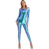 inhzoy Body da Danza da Donna Lucido Wetlook Leotard da Balletto Body Intero da Ginnastica Artistica Scollo Rotondo Unitard Tuta Intera da Festa Rave Party Costume Carnevale