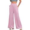 shownicer Pantaloni Lunghi Donna Lino Comodo Vita Alta Pantaloni a Palazzo Elegante Casual per Ufficio Regalo Spiaggia Elastic Pantaloni Gamba Larga Estivi con Tasche