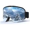 VCOROS Occhiali da Sci YH359 Maschera da Sci OTG per Unisex | Anti-UV400 Anti Nebbia Antipolvere Antivento Occhiali da Neve per Ski Ciclismo Moto Sport All'aria Aperta
