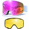 VCOROS Occhiali da Sci YH212 con Magnetico Lenti Intercambiabili per Unisex | Maschera da Sci OTG Anti-UV400 Anti Nebbia Antipolvere Antivento Occhiali da Neve per Ski Ciclismo Moto