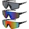 JSTHHTT 3 PCS Occhiali da Ciclismo Polarizzati Sole Sportivi Uomo Anti-UV Bici Corsa per Attività Donna All'aria Aperta
