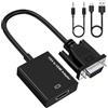 Azuxreza Adattatore VGA a HDMI per il collegamento tradizionale VGA Interface laptop, PC a HDMI monitor o proiettore, convertitore da 1080P con audio da 3,5 mm e cavo di alimentazione