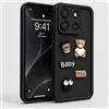 BOKYAS Cover Airbag per Motorola Moto G86 | Custodia in silicone TPU morbido con Orsetto Teddy, design Cartoon, antiurto e antiscivolo, Protezione Obiettivo, Nero