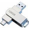 DigShambala Chiavetta USB 128 GB Dual USB-C USB-A in Metallo, USB 3.2 Gen 1 | Memoria portatile da 128 GB con due connettori integrati per foto, video 4K e documenti su dispositivi compatibili