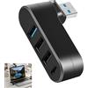 Vomtaric Mini Hub USB 4 porte girevole 90°/180°, adattatore USB 3.0 + 2 USB 2.0 + USB C, splitter ad alta velocità 5Gbps, estensione USB compatta per computer portatile MacBook PC chiave disco rigido