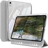 ZOPSGYU Cover per iPad 11 pollici A16 11ª/10a generazione 10.9, grigio | Custodia per iPad 2025/2022 con porta penna, 2 in 1, scorrevole rimovibile a tre persiane, posteriore trasparente