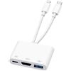 KEPEAK Adattatore da USB-C e Lightning a HDMI per iPhone/iPad | Adattatore AV digitale 2 in 1 USB-C e Lightning con porta di ricarica per MacBook/Samsung S26/Surface/HP