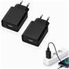 FinalCool 2 Pezzi 10W Alimentatore USB Universale, Caricabatterie USB 5V/2A (Nero) | Caricatore USB Compatibile con Tutti i Dispositivi: Smartphone, Smartwatch, Tablet, Luci Led (Filo non incluso)