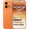 HONOR 600 Smartphone 5G, 8+256GB, 6400mAh, 200MP, IP68&IP69K, Orange | Fotocamera Notturna Ultra-nitida da 200MP, Display Ultra Luminoso da 8000 nit telefono, Snapdragon 7 Gen 4, Dual SIM, NFC