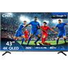 CHiQ U43QST Smart TV 43 QLED 4K Google TV HDR10 | ALLM & VRR per gaming, MEMC, Controllo vocale, Design ultra-sottile in metallo, Dolby Audio, Wi-Fi dual-band 2.4G/5G