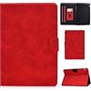 Generico DayQiQiPu Custodia per Huawei MediaPad T5 AGS2-W09/W19/L03/L09 (10,1 Pollici) Cover Stile Retro in PU pelle Copertura Flip Leggera con Supporto Portafoglio con Auto Sleep/Wake, Rosso