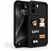 BOKYAS Cover Airbag per Oppo A6x(4G/5G) | Custodia in silicone TPU morbido con Orsetto Teddy, design Cartoon, antiurto e antiscivolo, Protezione Obiettivo, Nero