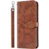 SLLMYYX Custodia a portafoglio compatibile con Samsung Galaxy S21 Plus, in pelle PU con albero della vita in rilievo, cavalletto con cinturino da polso (marrone)