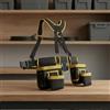 KiBcsLic Cintura Porta Attrezzi con Bretelle Oxford Robusto Zaino Porta Attrezzi Portautensili da Lavoro Multitasca per Elettricisti, Nero + Giallo Zafferano