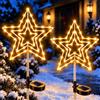 Yowin Luci Natale Esterno Solare 2 Pezzi 75 LED Stelle Luminose | Decorazioni Natalizie Per Esterno 8 Modalità E Auto On/Off, Stelle In Metallo Per Giardino E Vialetti
