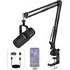 FDUCE SL40W Microfono dinamico per podcast 2.4G/USB/XLR con braccio snodato | Interamente in metallo, 100 ore di autonomia, con RGB, riduzione del rumore con un clic, per conferenze, streaming, gaming