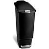 simplehuman CW1361 cestino sottile con pedale, pattumiera da cucina, plastica nera, 40 L