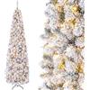 COSTWAY Albero di Natale artificiale, sottile, 225 cm, con illuminazione e | Albero di Natale a matita, con 350 LED bianco caldo, 641 punte in PVC e supporto in metallo, montaggio rapido, bianco