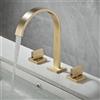 ZYCDP Rubinetto Lavabo Bagno 3 Fori Miscelatore Bagno Oro Spazzolato, Rubinetto Bagno Lavabo Cascata Doppia Maniglia Miscelatore Lavabo Ottone