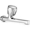 FLUVIA Rubinetto frontale per lavello, lungo 17 cm, da parete, in ottone cromato, montatura in ceramica, antigoccia, ingresso 1/2, volano metallico, rompigetto per cucina, lavanderia, garage, officina