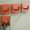 DEKAZIA® 4 Appendiabiti da Parete Adesivi Terracotta Rosso Acciaio Inox | ganci senza forare, attaccapanni da muro, extra forti, autoadesivi, giacche, asciugamani, ingresso