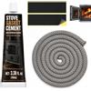 DINGSEN Set di guarnizioni per camino da 12 mm, con adesivo ad alta | Set completo in fibra di vetro da 2,5 m, adesivo a 300 °C, strisce adesive ignifughe, per la maggior parte dei forni
