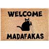 Generisch Zerbino Cocco Dark Cat Welcome Madafakas Naturale Stampato Ingresso | Robusta fibra di cocco, superficie antimacchia, design divertente, ideale per corridoio, cucina e bagno