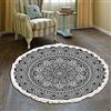 Duories Tappeto rotondo in cotone bohémien, lavabile, tessuto a mano, con nappe, per camera da letto, corridoio, soggiorno, tavolino da caffè, lavabile in lavatrice, 60 cm, fiori #30