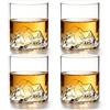 MELORIS Set di 4 bicchieri da whisky con Mount Everest, 200 ml: bicchieri in vetro borosilicato fatti a mano con design a montagna 3D, bicchieri creativi per whisky, scotch, rum, tè e succo, design