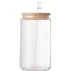 LINCMAN Barattolo in vetro con coperchio e cannuccia, 3 diverse dimensioni, per frappè, latte, tè, frullati, caffè, cocktail, tè, bevande fredde, gelato, cola, tazza (350 ml)