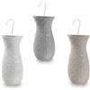 HOMEA Set 3 Umidificatore per Termosifone in Ceramica a forma di Vaso 8x4x20cm - Evaporatore per Radiatore con Gancio Metallico, Bianco Grigio Tortora, Motivo in Rilievo, Utilizzabili con Oli Essenziali