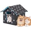 DAJASD Casetta per gatti per esterni, resistente all'inverno, 35 x 33 x 30 cm, resistente alle intemperie, grande, con tappetino morbido rimovibile e tenda, pieghevole, per interni ed esterni