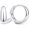 Bestyle Orecchini Cerchio Argento 925 Donna Oro/Argento Anallergici Chunky | Piccoli Orecchini Cerchio Oro Placcato 14K alla Moda Leggeri, Larghezza 8/10/12/14/16/18/20 mm, Regalo per Ragazze Mamma