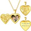 FindChic Collana da Donna con Medaglione Portafoto a Forma di Cuore con Foto Personalizzata e Testo Incisione Placcato Platini Oro 18K Oro Rosa Ciondolo Portafoto Regalo per Donna Ragazza