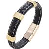 HUIANGLIYG Braccialetto in Pelle intrecciata da Uomo con Dettagli Neri/Oro/Argento, Fascialetto Magnetico Regolabile e Gioielli Casual Classici Fatti A Mano per Lui