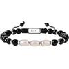 GAVU Bracciale di Perle da Uomo, Bracciale Uomo Pietre Naturali Regolabile, Occhio di Tigre, Pietra Lavica, Onice Nero, Turchese