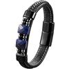 HUIANGLIYG Bracciale Da Uomo In Pelle Nera, Con Pietra Naturale Geometrica, In Pelle Intrecciata, Con Chiusura Magnetica, Unisex, Polsino, Gioiello Fatto A Mano, Regalo Per Uomo E Donna