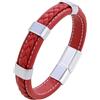 HUIANGLIYG Braccialetto in Pelle intrecciata da Uomo con Dettagli Neri/Oro/Argento, Fascialetto Magnetico Regolabile e Gioielli Casual Classici Fatti A Mano per Lui