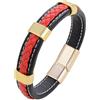 HUIANGLIYG Braccialetto in Pelle intrecciata da Uomo con Dettagli Neri/Oro/Argento, Fascialetto Magnetico Regolabile e Gioielli Casual Classici Fatti A Mano per Lui