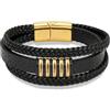 Wamantic Bracciale Personalizzato da Uomo in Pelle PU Nera con 1-6 Nomi Incisi | Perline in Acciaio inossidabile, Gioielli da Uomo, Papà, Fidanzato, Marito, Compleanno e Natale, Festa del Papà