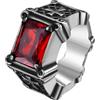 Flongo Anello da uomo, anello da uomo, anello per pollice, anello con sigillo in vetro, pietra preziosa, argento, rosso, nero, blu, drago, intaglio, classico, stile retrò, accessorio da uomo