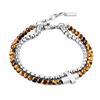 GAVU Bracciale Croce da Uomo con Doppio Filo di Perline di Pietre Naturali e Acciaio Inossidabile, Bracciale da Uomo con Charm Croce, Regalo Cresima