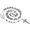 JewelryWe Collana da uomo e donna, classica, vintage, con ciondolo a forma di croce di Gesù con catena da 75 cm, in acciaio inox, argento e oro