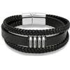 Wamantic Bracciale Personalizzato da Uomo in Pelle PU Nera con 1-6 Nomi Incisi | Perline in Acciaio inossidabile, Gioielli da Uomo, Papà, Fidanzato, Marito, Compleanno e Natale, Festa del Papà