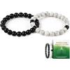 Gonggi Set di 2 braccialetti anti-fumo per donne e uomini, set di braccialetti per viaggi consapevoli, braccialetti magnetici regolabili da 8 mm, eleganti gioielli unisex per aromaterapia