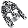 keigtuxh Anello da uomo con elmo spartano, in acciaio inossidabile 316L, stile retrò guerriero, color argento, stile vintage